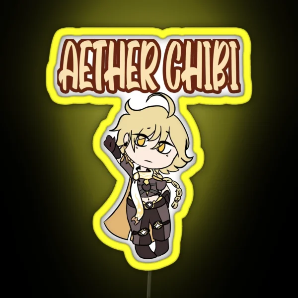 Aether Chibi Funny Anime Game RGB Neon Sign