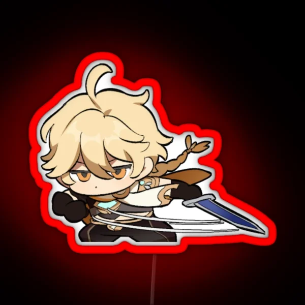 Aether Genshin Impact Chibi RGB Neon Sign