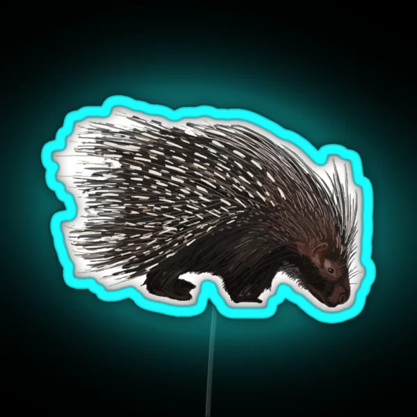 African Crested Porcupine RGB Neon Sign