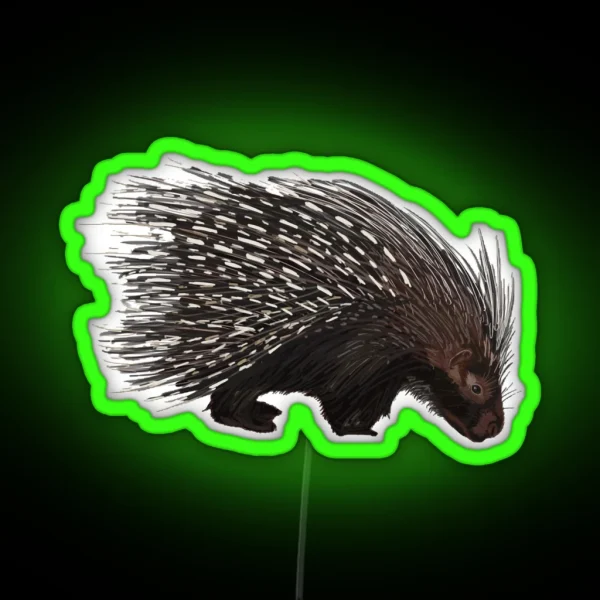 African Crested Porcupine RGB Neon Sign