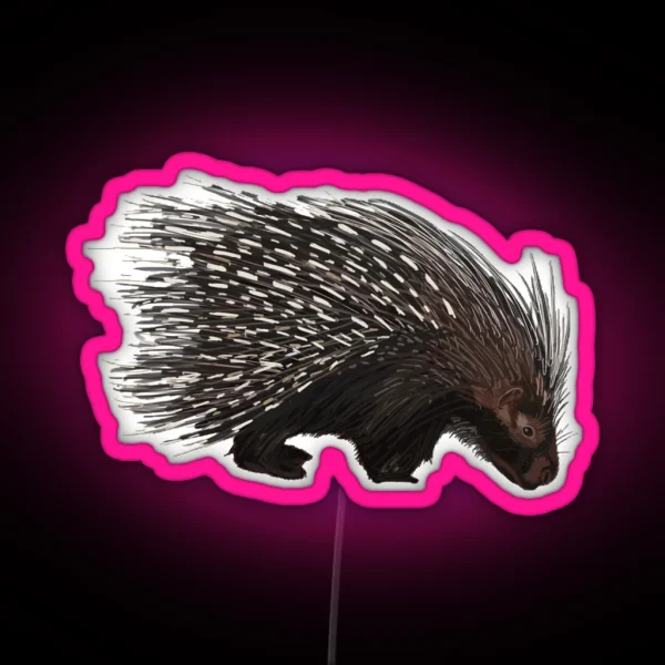 African Crested Porcupine RGB Neon Sign