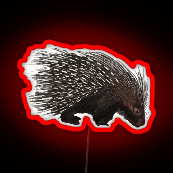 African Crested Porcupine RGB Neon Sign