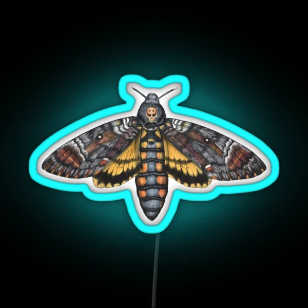 African Death S Head Hawkmoth Acherontia Atropos RGB Neon Sign