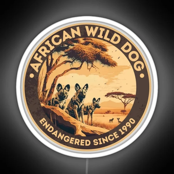 African Wild Dog Endangered Species RGB Neon Sign