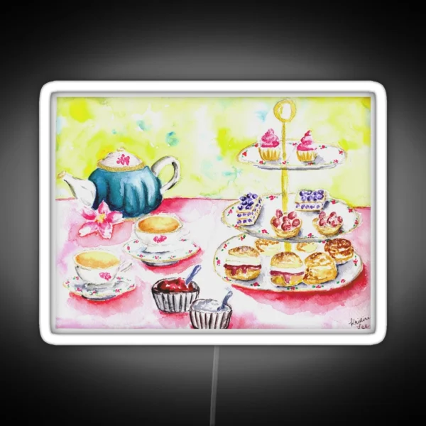 Afternoon Tea Time Print Watercolour Party RGB Neon Sign