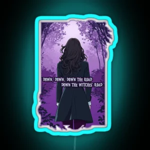 Agatha All Along Down The Witches Road Portrait Woods RGB Neon Sign