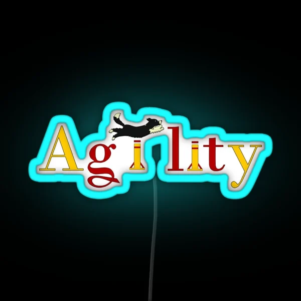 Agility Dog Jumps RGB Neon Sign