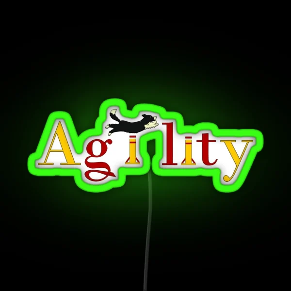 Agility Dog Jumps RGB Neon Sign