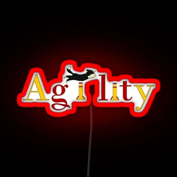 Agility Dog Jumps RGB Neon Sign