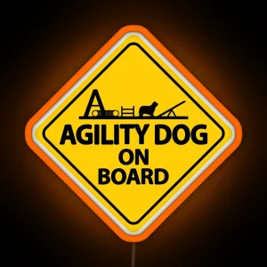 Agility Dog On Board Warning Sign Yellow RGB Neon Sign