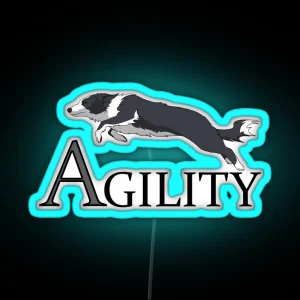 Agility Jumping Border Collie RGB Neon Sign