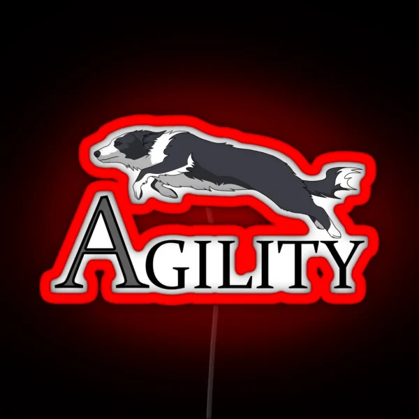 Agility Jumping Border Collie RGB Neon Sign