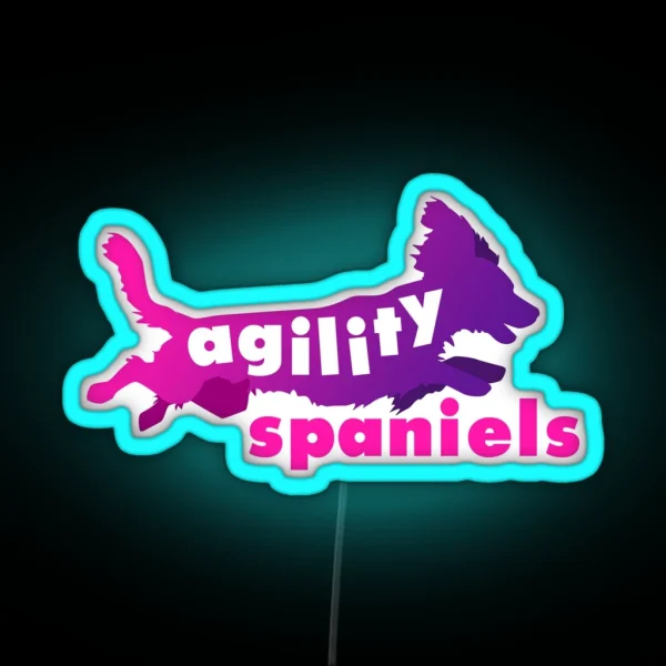 Agility Spaniels Pink And Purple RGB Neon Sign