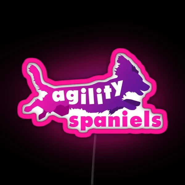 Agility Spaniels Pink And Purple RGB Neon Sign