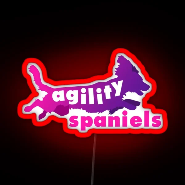 Agility Spaniels Pink And Purple RGB Neon Sign