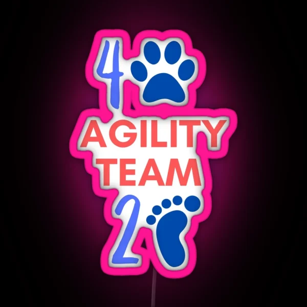 Agility Team 4 Legs And 2 Feet In Blue And Red RGB Neon Sign