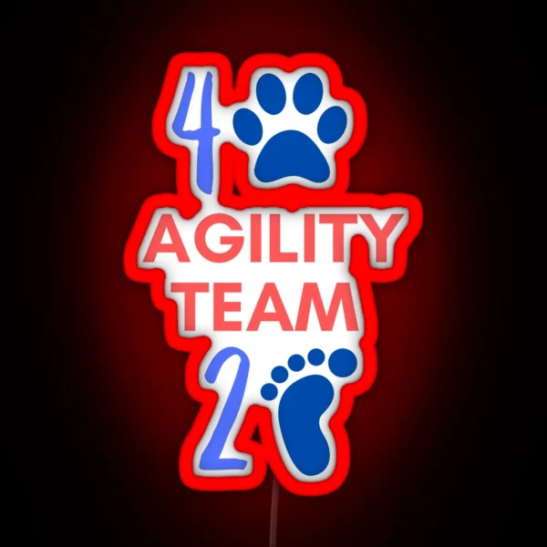Agility Team 4 Legs And 2 Feet In Blue And Red RGB Neon Sign