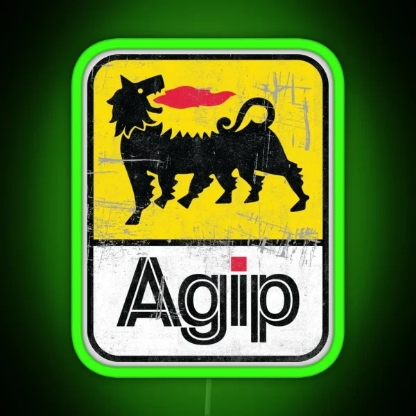 AGIP Lubricants Logo 1968 1998 Distressed Version RGB Neon Sign