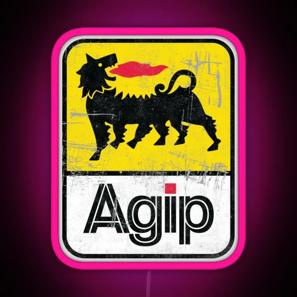 AGIP Lubricants Logo 1968 1998 Distressed Version RGB Neon Sign