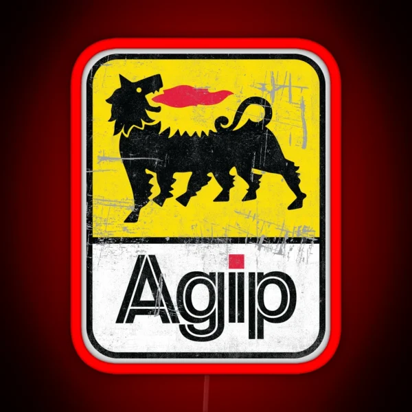 AGIP Lubricants Logo 1968 1998 Distressed Version RGB Neon Sign