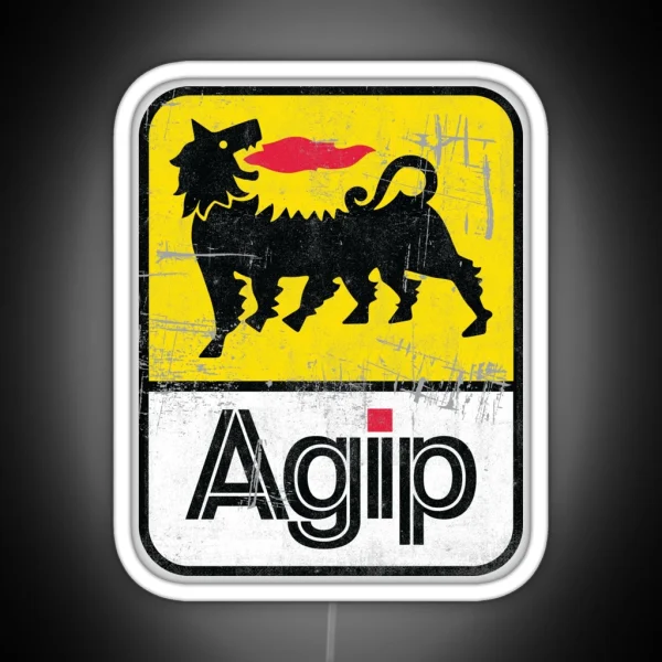 AGIP Lubricants Logo 1968 1998 Distressed Version RGB Neon Sign