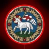 Elegant Agnus Dei design in vibrant RGB neon lighting ambiance