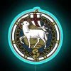 Vibrant RGB LED Agnus Dei neon light wall decor statement.