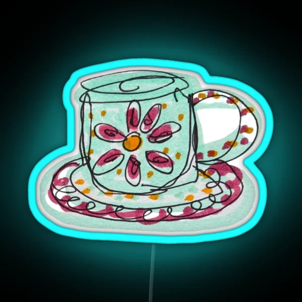 Agua Flower Mug RGB Neon Sign