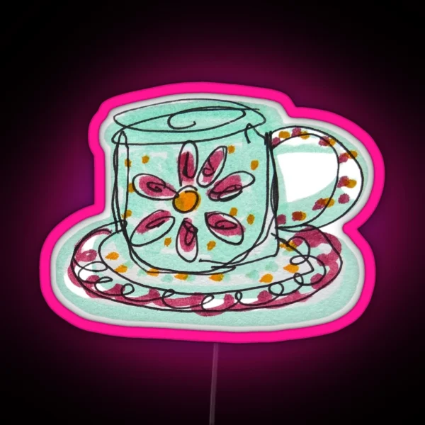 Agua Flower Mug RGB Neon Sign