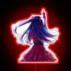 RGB neon art poster featuring Ai Hoshino from Oshi no Ko.