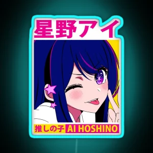 Ai Hoshino Oshi Wink RGB Neon Sign