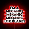 Aviation Enthusiast's Delight: Funny Plane Mechanic Sign with RGB Neon Lighting