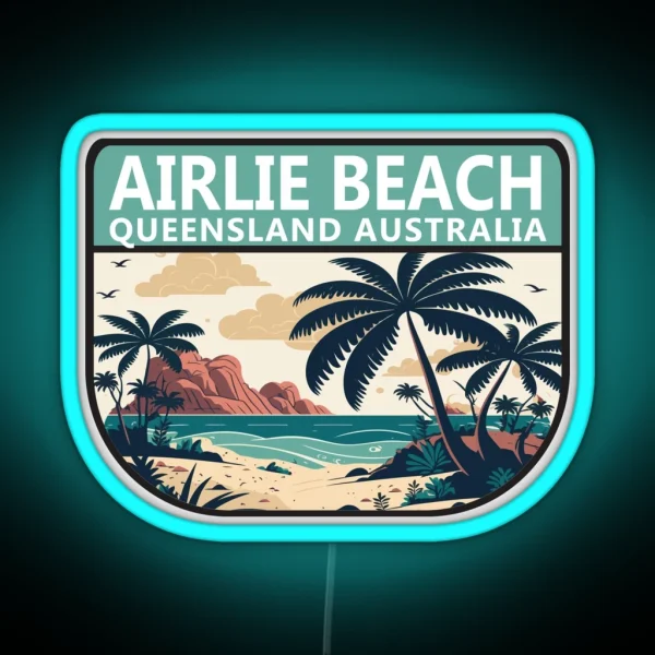 Airlie Beach Australia Retro Emblem RGB Neon Sign