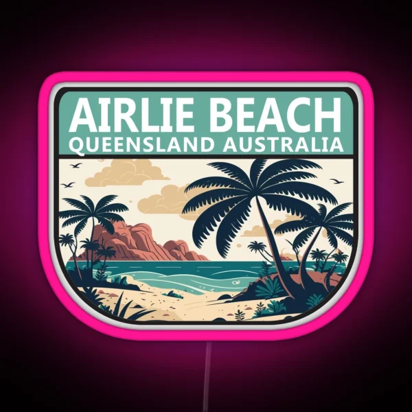 Airlie Beach Australia Retro Emblem RGB Neon Sign
