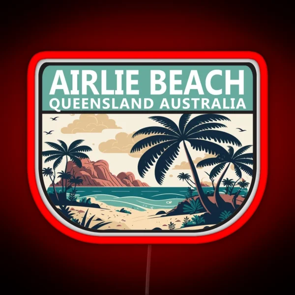 Airlie Beach Australia Retro Emblem RGB Neon Sign