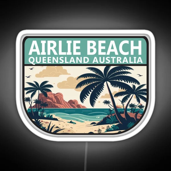 Airlie Beach Australia Retro Emblem RGB Neon Sign