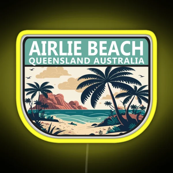 Airlie Beach Australia Retro Emblem RGB Neon Sign