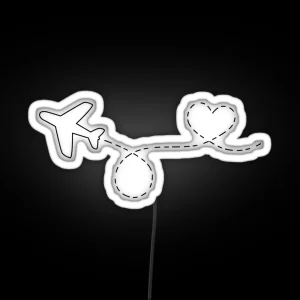 Airplane Heart Loop RGB Neon Sign