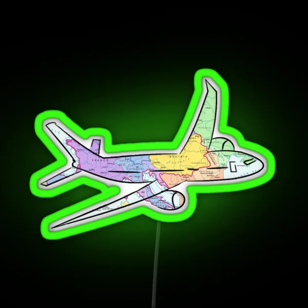 Airplane Map RGB Neon Sign