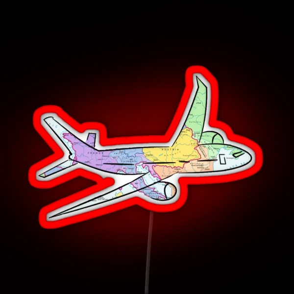 Airplane Map RGB Neon Sign