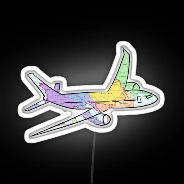 Airplane Map RGB Neon Sign