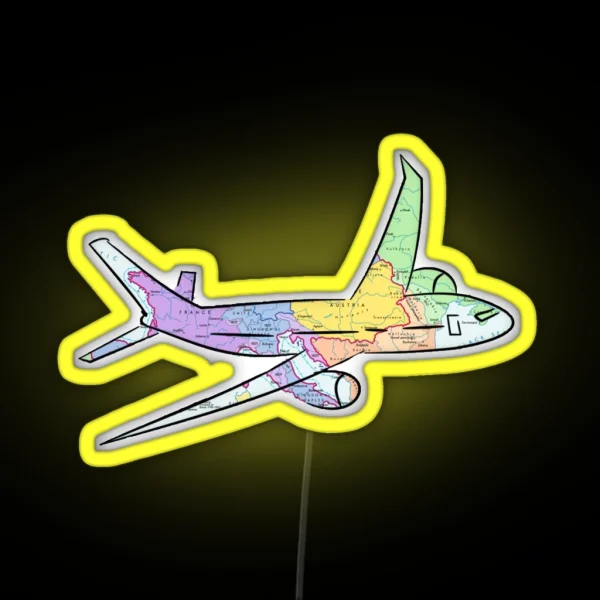 Airplane Map RGB Neon Sign