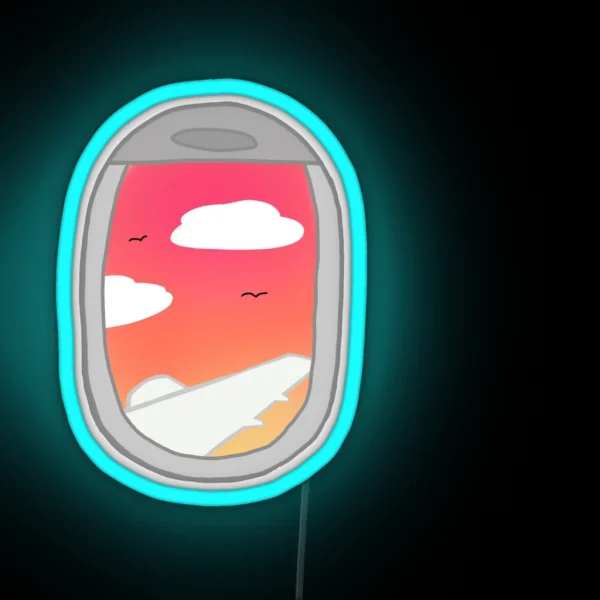 Airplane Window Sunset RGB Neon Sign