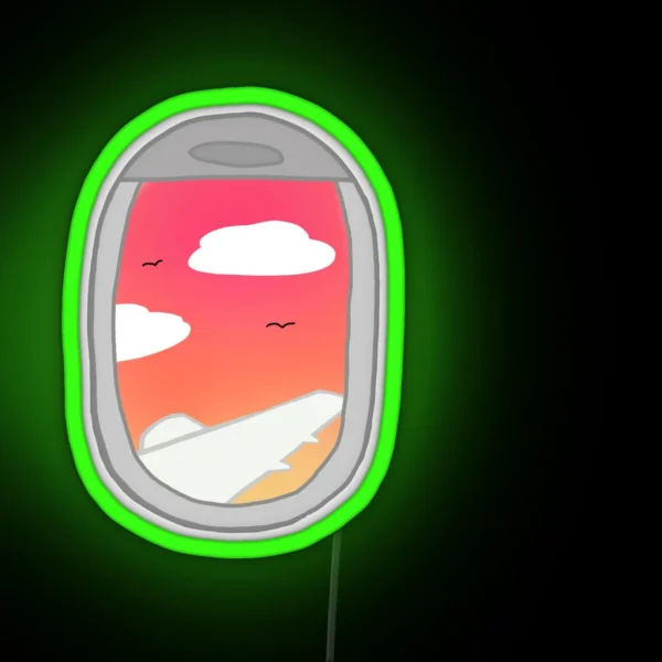 Airplane Window Sunset RGB Neon Sign