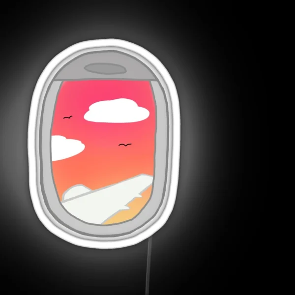 Airplane Window Sunset RGB Neon Sign