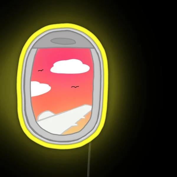 Airplane Window Sunset RGB Neon Sign