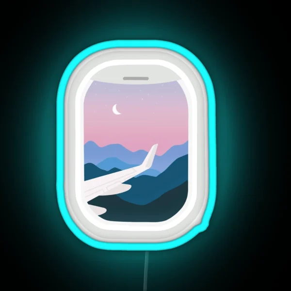 Airplane Window View RGB Neon Sign