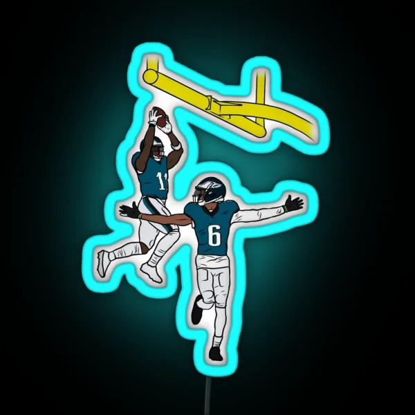 AJ Brown And Devonta Smith Dunk Celebration RGB Neon Sign