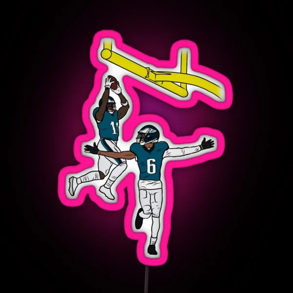 AJ Brown And Devonta Smith Dunk Celebration RGB Neon Sign