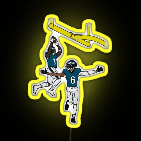 AJ Brown And Devonta Smith Dunk Celebration RGB Neon Sign